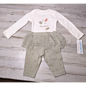 Carter's Baby Oh So Thankful Thanksgiving Bodysuit w/ Skirt-Pants Newborn 0m NEW
